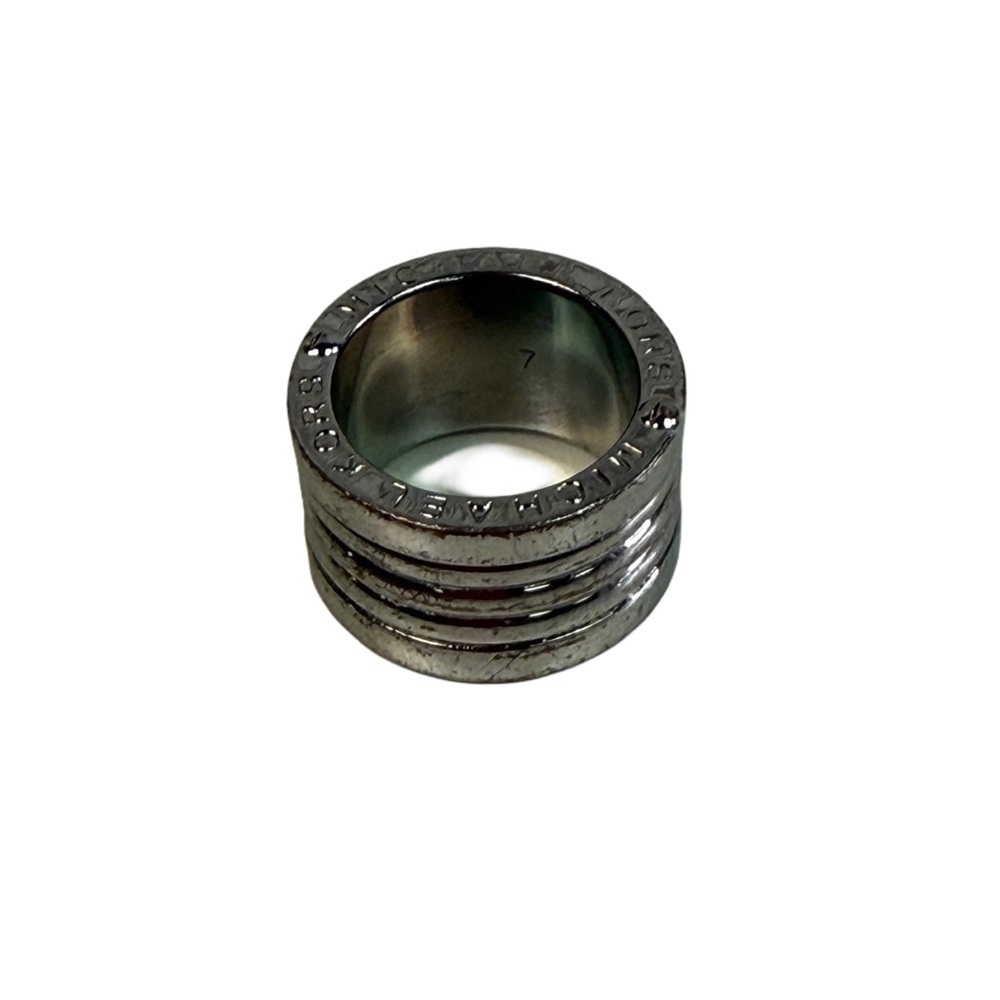 Michael Kors Silvertone Barrel Ring Size 7
